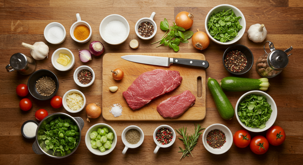Bavette de boeuf : 3 recettes faciles pour un repas savoureux 2 Bavette de boeuf ingredients Bavette de boeuf : 3 recettes faciles pour un repas savoureux